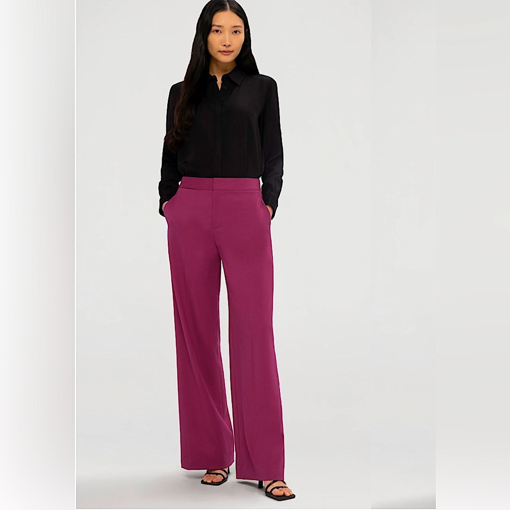 Argent Wool Wide Leg Trousers Designer Professional Career Workwear